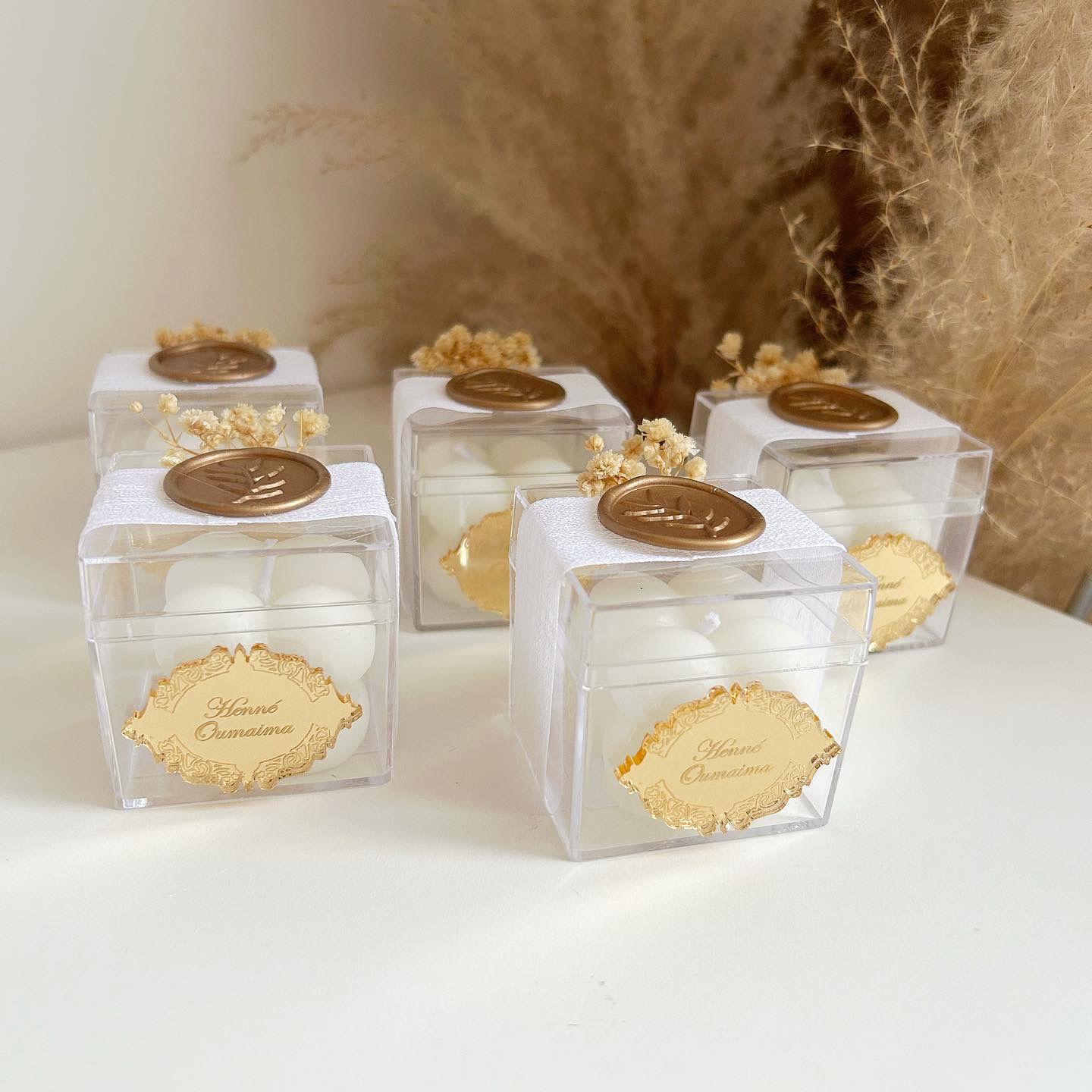 Palais-Kerze als luxuriöse, personalisierte Duftkerze, Gastgeschenk zur Hochzeit, elegante Tischdeko