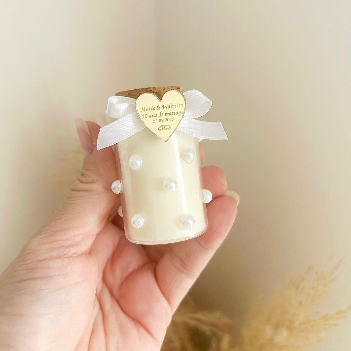 Perline-Kerze als Gästegabe, schickes Gastgeschenk für Hochzeit und Geburtstag