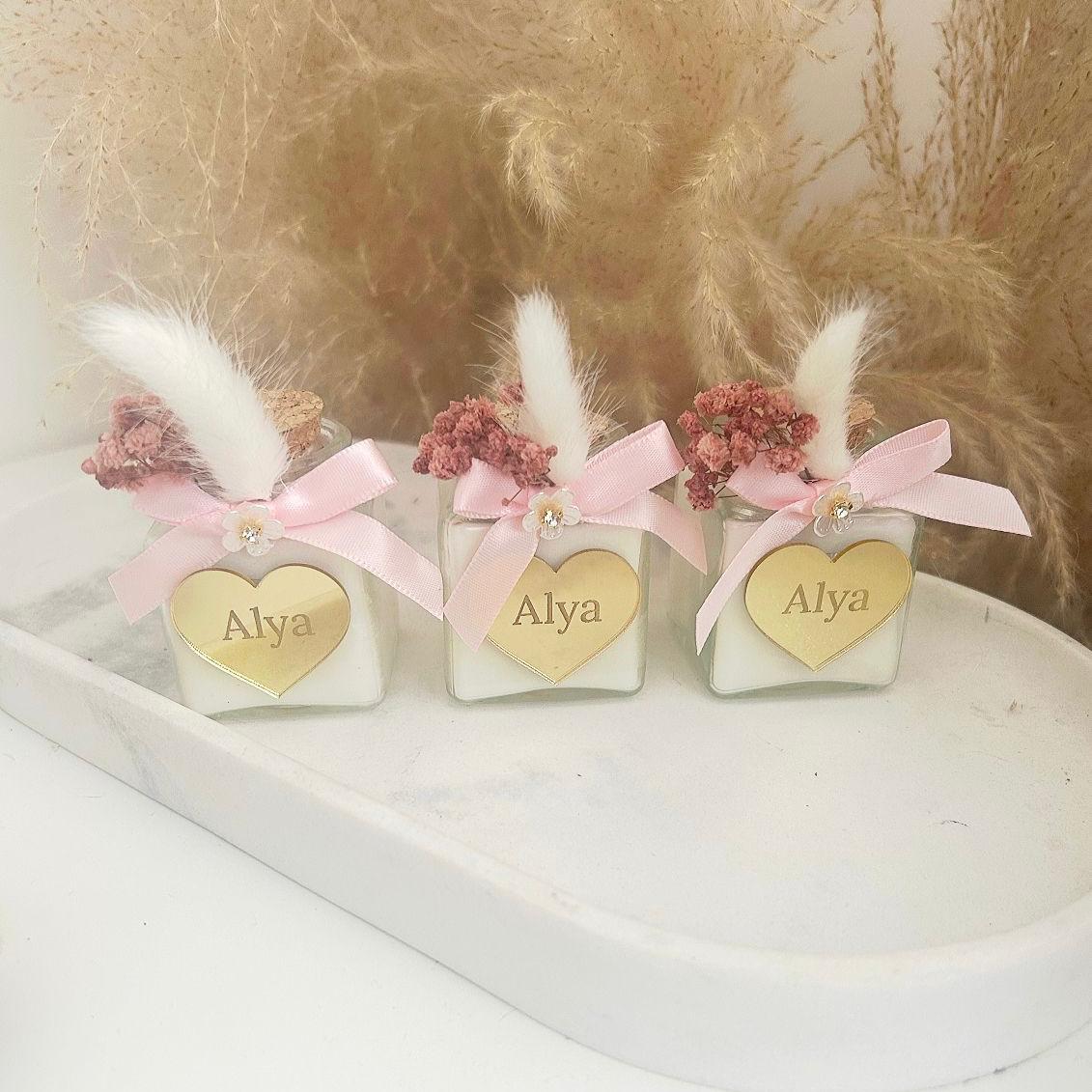 Personalisierte Duftkerze „Kirschen-Kerze“ als Gastgeschenk, stilvolle Tischdeko für Taufe oder Geburtstag