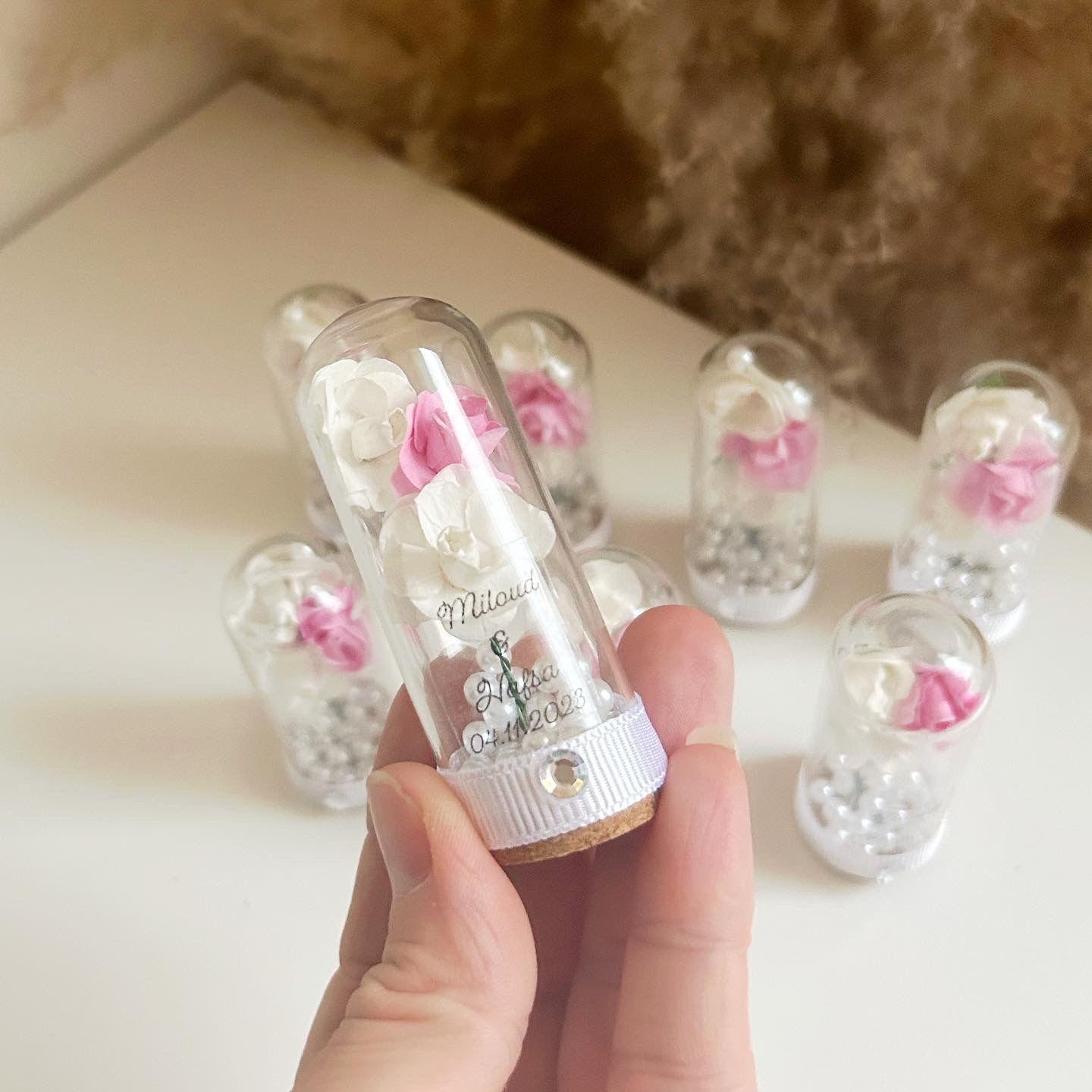 Pinky-Rose-Glasglocke als Gastgeschenk zur Taufe oder Hochzeit, rosafarben, märchenhaft und elegant