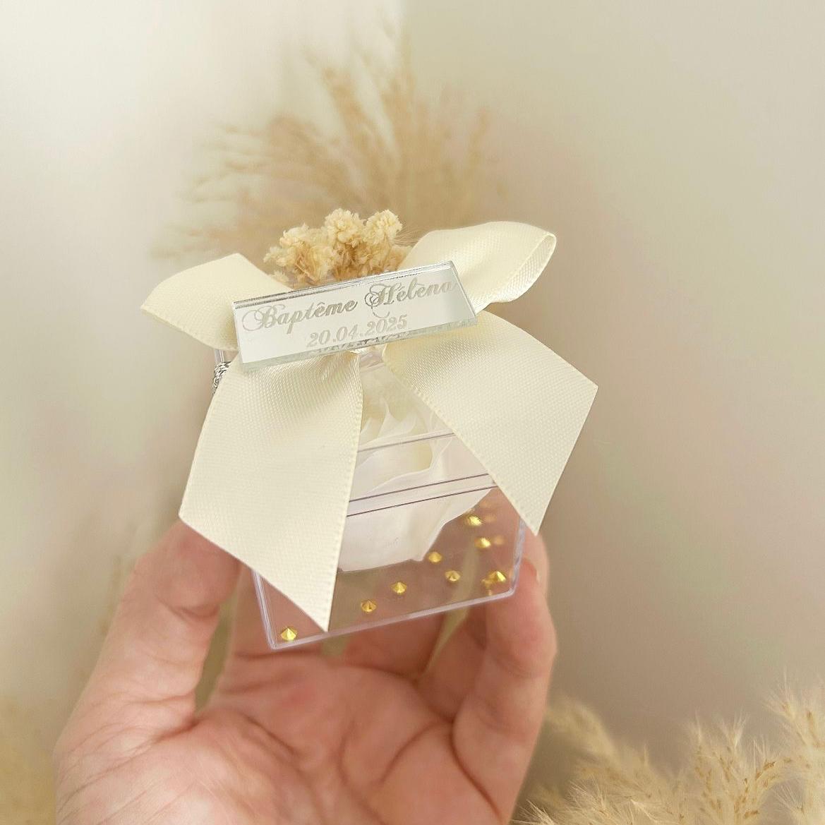 Seifenrose Antonella als Gästegabe, elegantes Gastgeschenk für Taufe und Kommunion