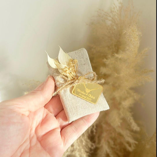 Süße-Worte-Seife als Gästegabe, elegantes Gastgeschenk für Hochzeit, Taufe und Kommunion