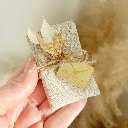 Süße-Worte-Seife als Gästegabe, elegantes Gastgeschenk für Hochzeit, Taufe und Kommunion