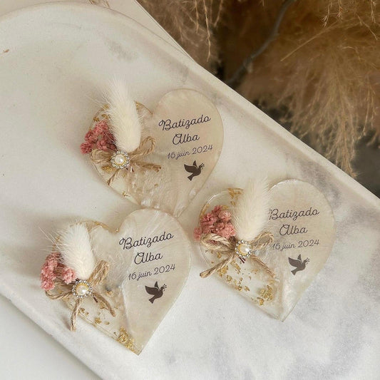 Taubenmagnet als Gästegabe, elegantes Gastgeschenk für die Taufe