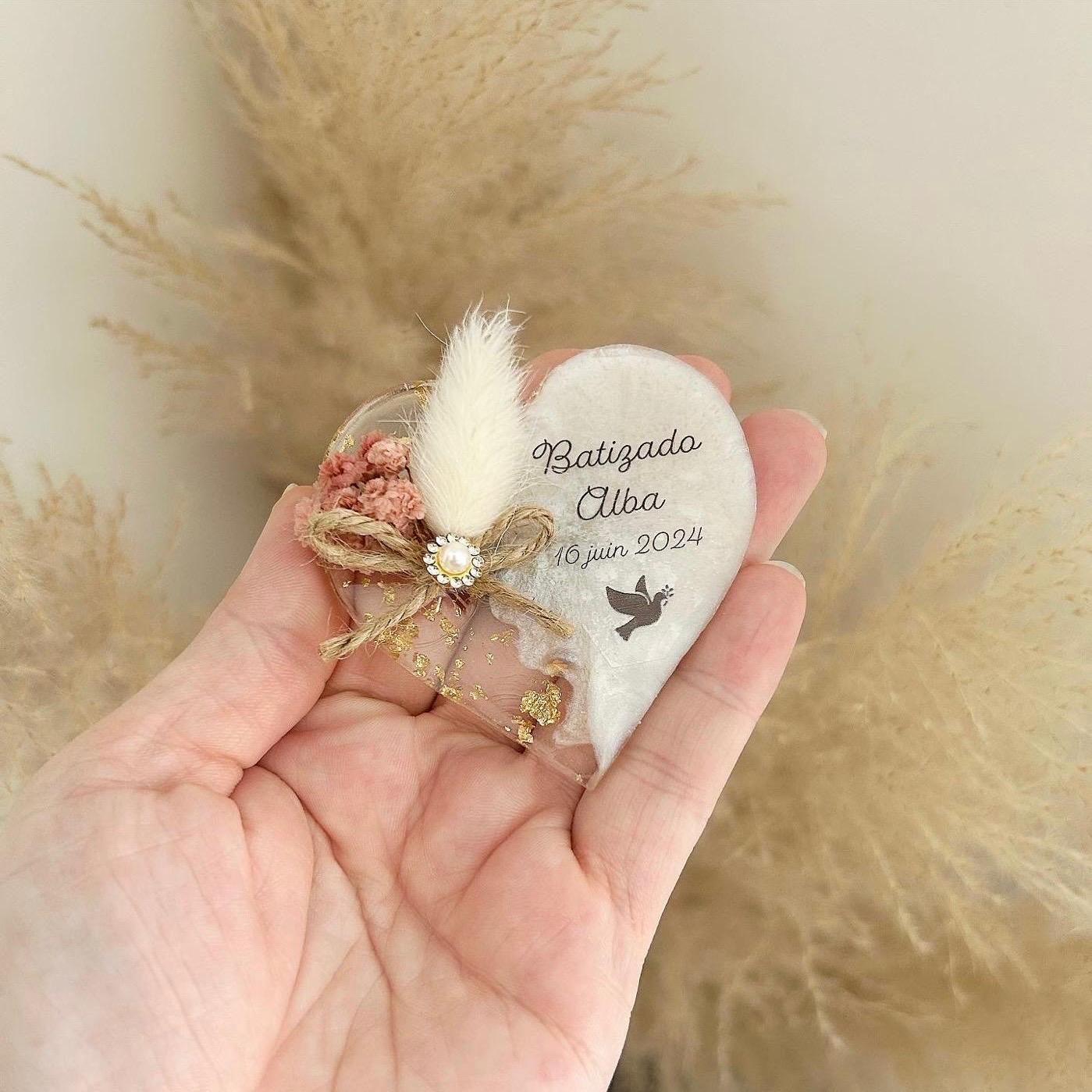 Taubenmagnet als Gästegabe, elegantes Gastgeschenk für die Taufe