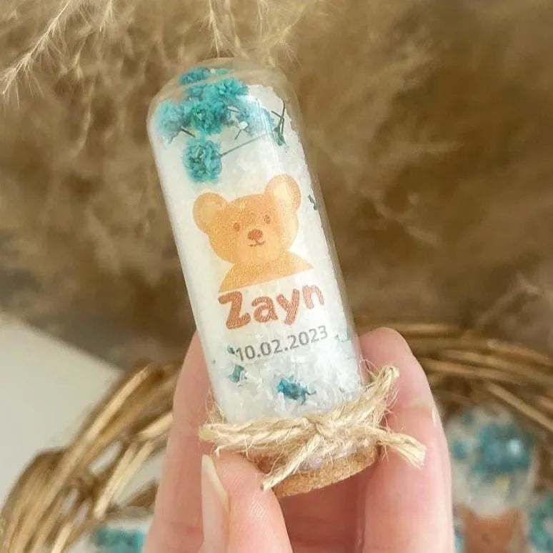 Teddybär-Badesalz als Gästegabe, süßes Gastgeschenk für Hochzeit und Taufe