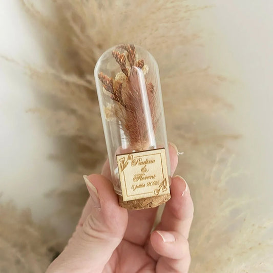 Terracotta-Glasglocke als personalisiertes Gastgeschenk – boho für Hochzeit oder Geburtstag