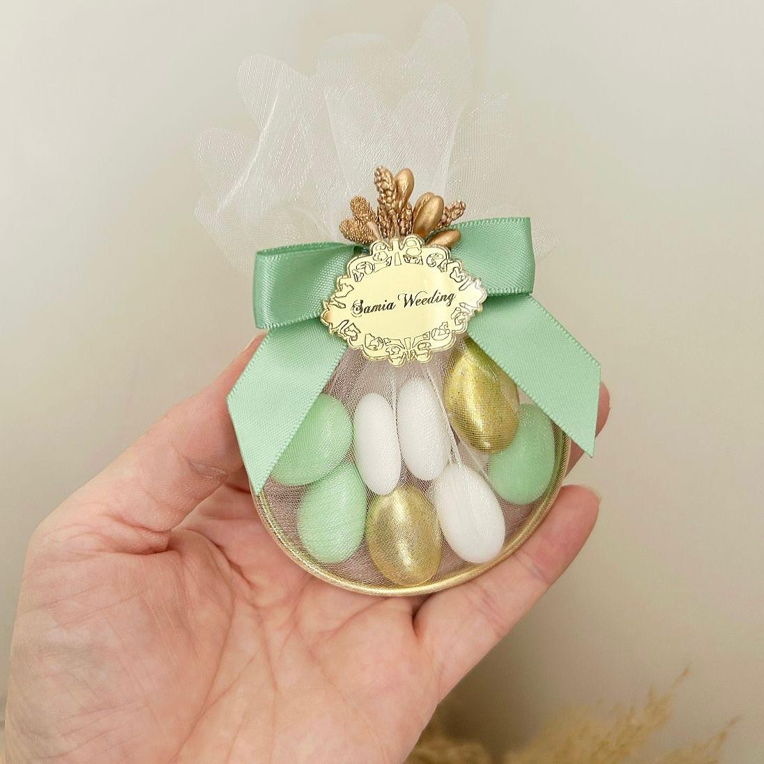 Zuckermandeln „Doha“ als personalisiertes Gastgeschenk zur Hochzeit, orientalischer Stil, elegant dekoriert