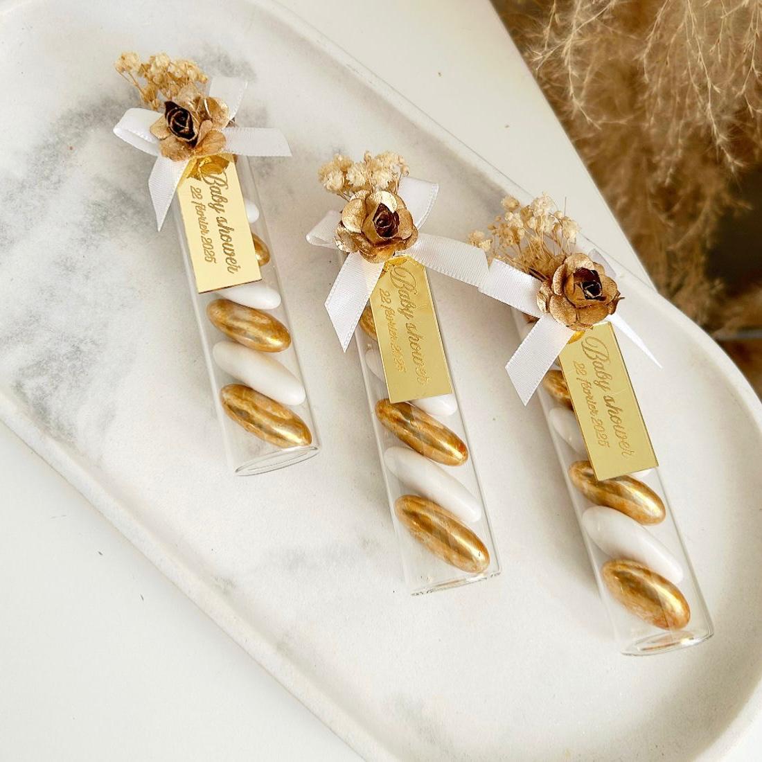 Zuckermandeln „Valencia Gold“ als Gastgeschenk für Hochzeit, Taufe, Kommunion, Beschneidung oder Geburtstag, elegant und hochwertig