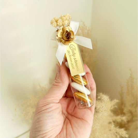 Zuckermandeln „Valencia Gold“ als Gastgeschenk für Hochzeit, Taufe, Kommunion, Beschneidung oder Geburtstag, elegant und hochwertig
