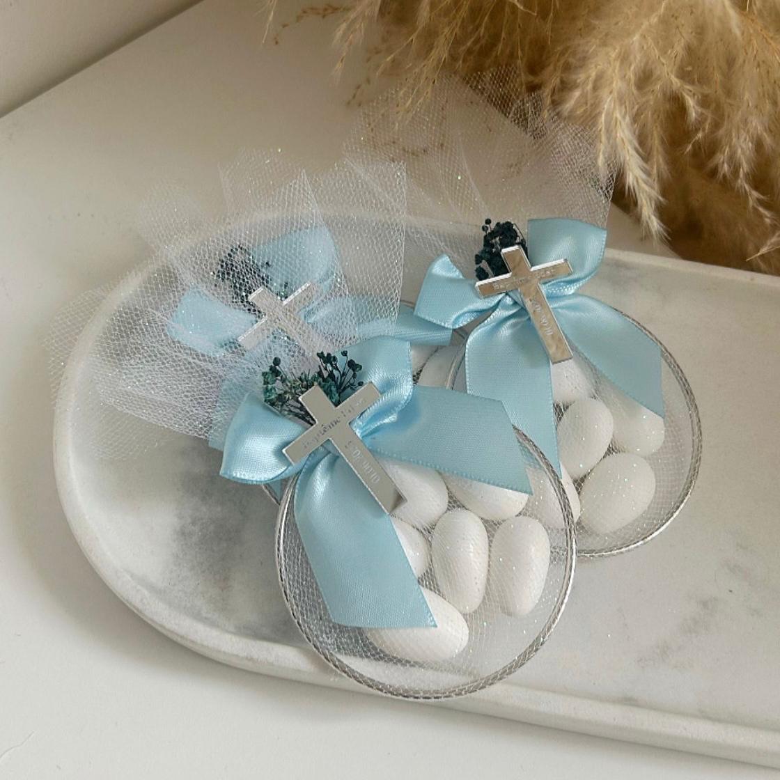Zuckermandeln „Zeremonie“ als personalisiertes Gastgeschenk zur Taufe oder Kommunion, zart und elegant